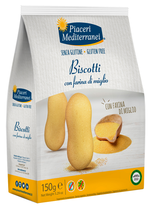 PIACERI MEDITERRANEI BISCOTTI FARINA DI MIGLIO 150 G - Farma Nice