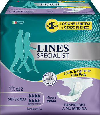 LINES SPECIALIST PANNOLONE A MUTANDA MEDIA 12 PEZZI - Farma Nice