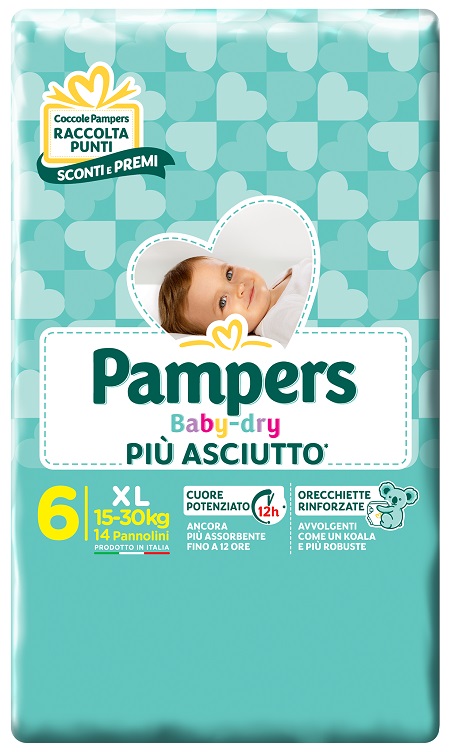 PAMPERS BABY DRY DWCT XL 14 PEZZI - Farma Nice