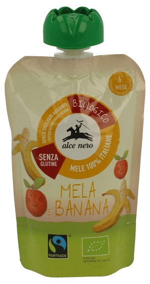 PUREA MELA/BANANA DOYPACK BIO BABY FOOD FAIRTRADE 100 G - Farma Nice