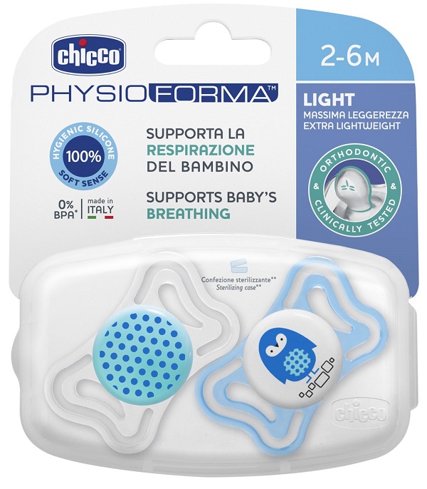 CHICCO SUCCHIETTO LIGHT BOY SILICONE 2-6 MESI 2 PEZZI - Farma Nice