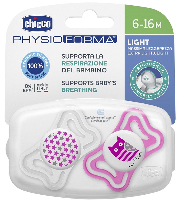 CHICCO SUCCHIETTO LIGHT GIRL SILICONE 6-16 MESI 2 PEZZI - Farma Nice