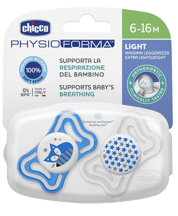 CHICCO SUCCHIETTO LIGHT BOY SILICONE 6-16 MESI 2 PEZZI - Farma Nice
