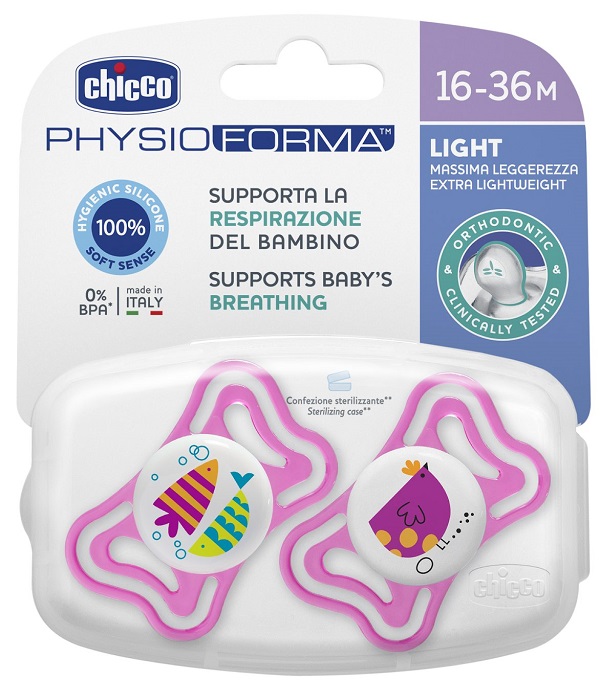 CHICCO SUCCHIETTO LIGHT GIRL SILICONE 16-36 MESI 2 PEZZI - Farma Nice