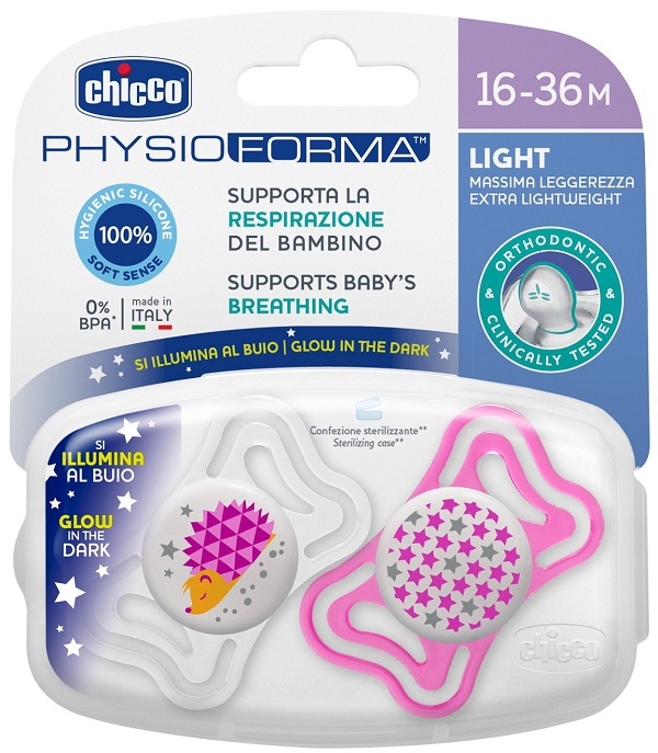 CHICCO SUCCHIETTO LIGHT LUM SILICONE 16-36 MESI 2 PEZZI - Farma Nice