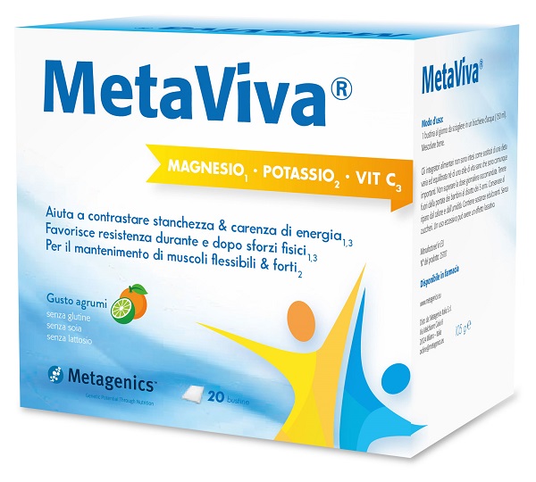 METAVIVA MAGNESIO POTASSIO VITAMINA C 20 BUSTINE - Farma Nice