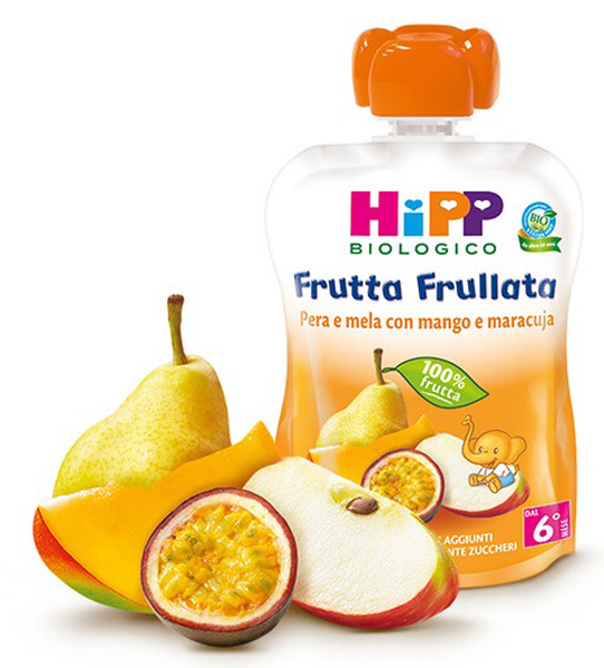 HIPP BIO FRUTTA FRULLATA PERA/MELA CON MANGO E MARACUJA 90 G - Farma Nice