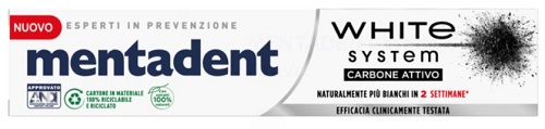 MENTADENT WHITE SYSTEM CHARCOAL 75 ML - Farma Nice