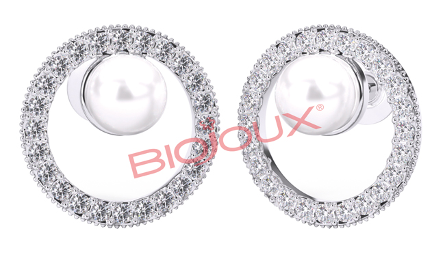 ORECCHINI POST FORATURA PEARL IN CRYSTAL CIRCLE BJT985 - Farma Nice