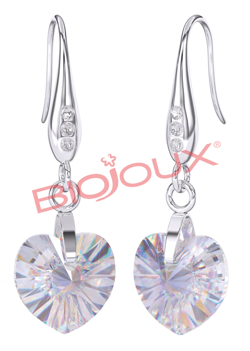 ORECCHINI POST FORATURA CRYSTAL HEART DANGLE BJT989 - Farma Nice