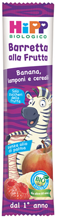 HIPP BIO BARRETTA ALLA FRUTTA BANANA/LAMPONI/CEREALI 23 G - Farma Nice