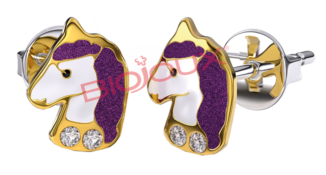 BJT702 ORECCHINI VIOLET UNICO GOLD PLATED - Farma Nice