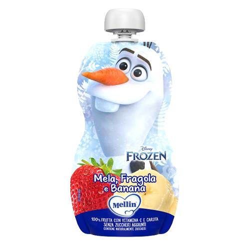 POUCH DISNEY FROZEN MELA FRAGOLA BANANA 110 G - Farma Nice
