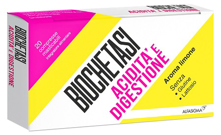 BIOCHETASI ACIDITA' E DIGESTIONE 20 COMPRESSE MASTICABILI AROMA LIMONE - Farma Nice