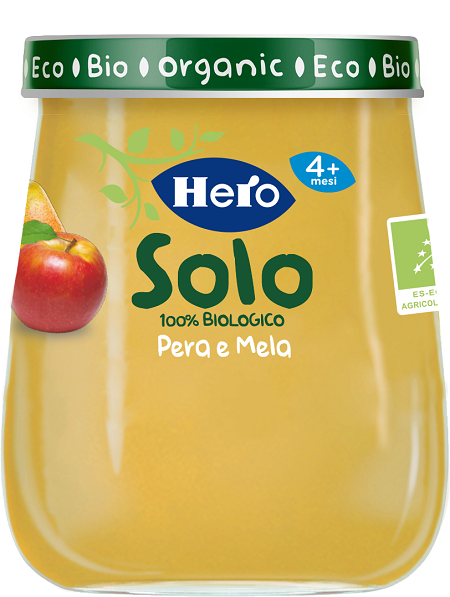 HERO SOLO OMOGENEIZZATO PERA MELA 100% BIO 120 G - Farma Nice