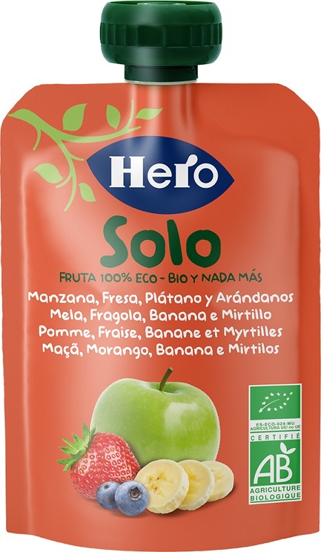 HERO SOLO FRUTTA FRULLATA 100% BIO MELA BANANA FRAGOLA 100 G - Farma Nice