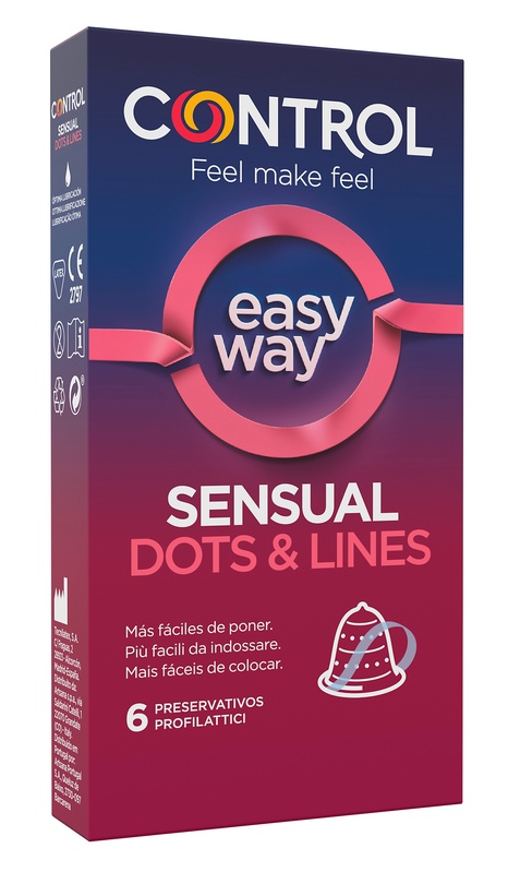 PROFILATTICO CONTROL SENSUAL DOTS&LINES EASY WAY 6 PEZZI - Farma Nice