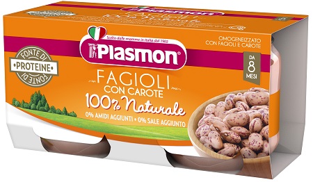 PLASMON OMOGENEIZZATO FAGIOLI BORLOTTI E CAROTE 2X80 G - Farma Nice