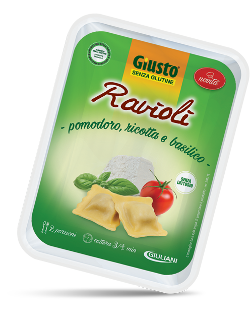 GIUSTO SENZA GLUTINE RAVIOLI POMODORO/RICOTTA/BASILICO 250 G - Farma Nice