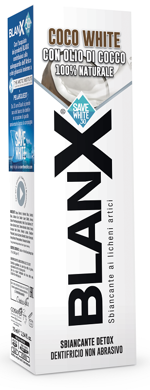 BLANX SBIANCANTE DETOX DENTIFRICIO COCO WHITE CON OLIO DI COCCO 75 ML - Farma Nice