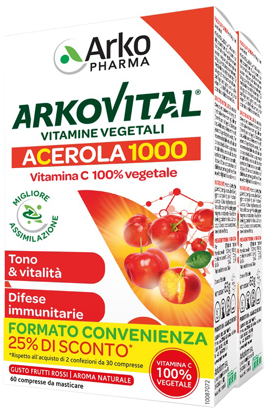 ARKOVITAL ACEROLA 1000 PACK FAMILY 60 COMPRESSE - Farma Nice