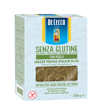 DE CECCO MEZZE PENNE RIGATE N141 CON PISELLI 250 G - Farma Nice
