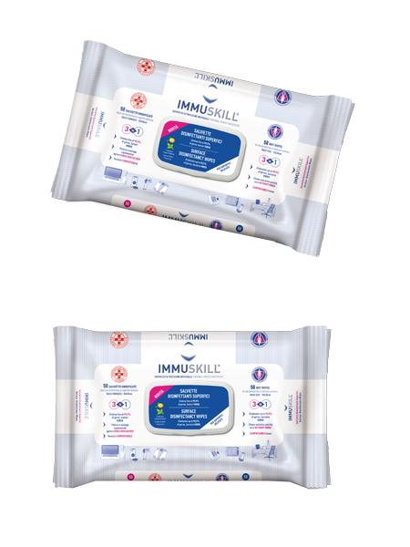 IMMUSKILL SALVIETTE DISINFETTANTI SUPERFICI 50 PEZZI - Farma Nice