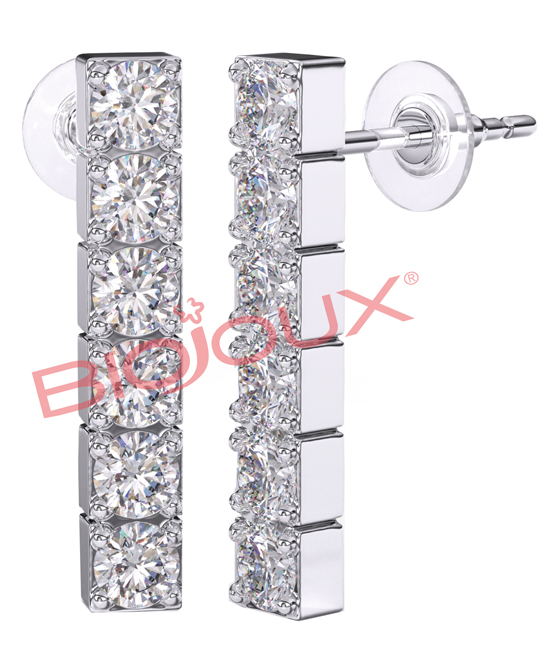 BJT221 ORECCHINI INLINE ZIRCON STAINLESS STEEL - Farma Nice
