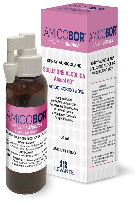 SOLUZIONE ALCOLICA PER IRRIGAZIONE DELL'ORECCHIO AMICOBOR 100 ML - Farma Nice