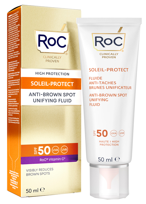 ROC FLUIDO SOLARE VISO SPF 50+ ANTIMACCHIE BRUNE  50 ML - Farma Nice
