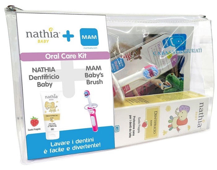 ORAL CARE KIT MASCHIO 1 DENTIFRICIO BABY NATHIA 50 ML + 1 MAM BABY'S BRUSH - Farma Nice