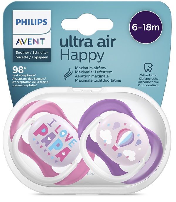AVENT ULTRA AIR TETTARELLA ORTODONTICA PAPA/BALLOON 0/6 MESI 2 PEZZI - Farma Nice
