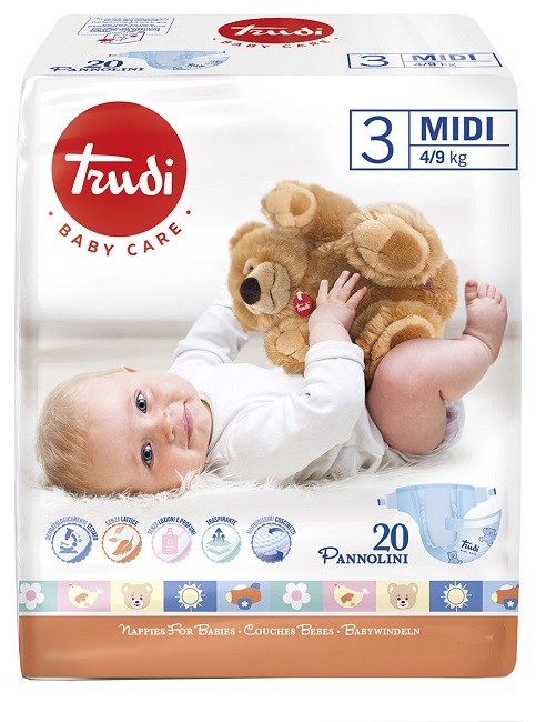 TRUDI BABY CARE PANNOLINO BAMBINI MIDI 4/9 KG 20 PEZZI - Farma Nice