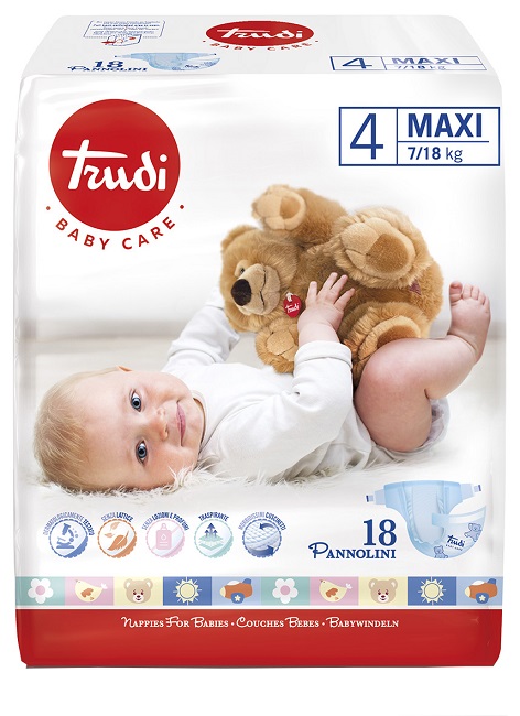 TRUDI BABY CARE PANNOLINO BAMBINI MAXI 7/18 KG 18 PEZZI - Farma Nice