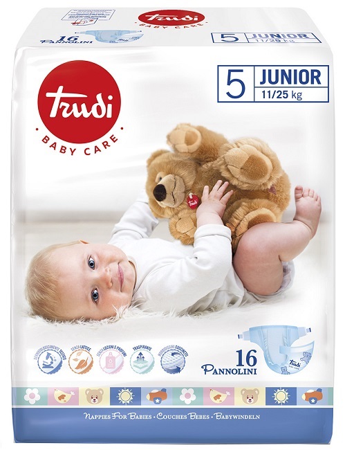 TRUDI BABY CARE PANNOLINO BAMBINI JUNIOR 11/25 KG 16 PEZZI - Farma Nice