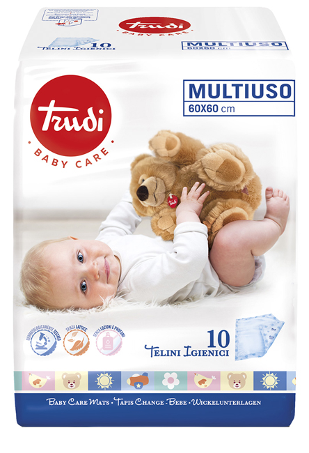 TRUDI BABY CARE TELINI MULTIUSO 60X60 CM 10 PEZZI - Farma Nice