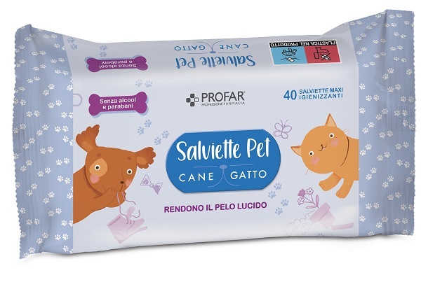 PROFAR SALVIETTE PET DETERGENTE TALCO 40 PEZZI MAXI - Farma Nice