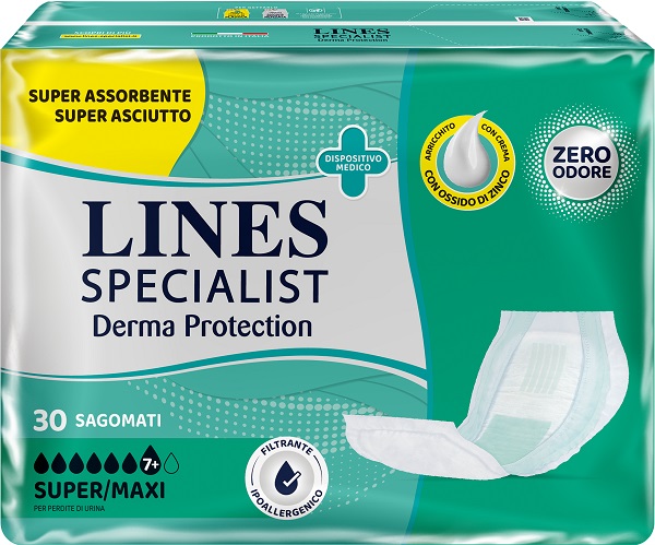 PANNOLONE PER INCONTINENZA LINES SPECIALIST DERMA SAGOMATO SUPER+ 30 PEZZI - Farma Nice