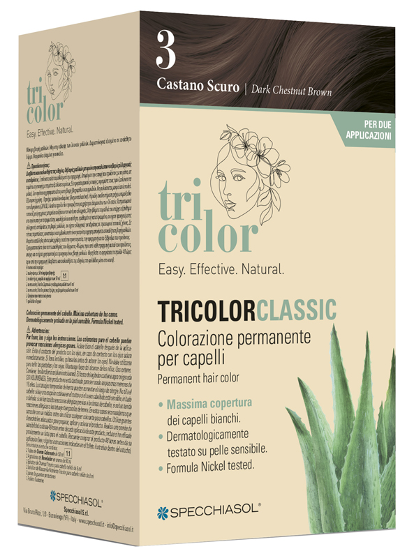 TRICOLOR CLASSIC 3 CASTANO SCURO 2 TUBI 50 ML + 2 SHAKER 50 ML + 4 BUSTINE 8 ML - Farma Nice