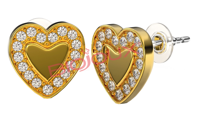 BJT250 ORECCHINI LOVE ME HEART GOLD PLATED - Farma Nice