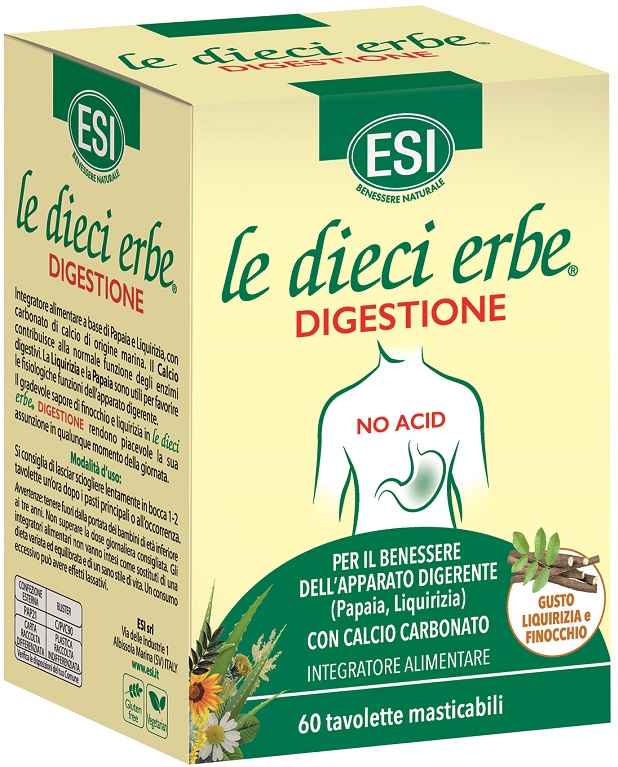 ESI LE DIECI ERBE DIGESTIONE NO ACID 60 TAVOLETTE MASTICABILI - Farma Nice