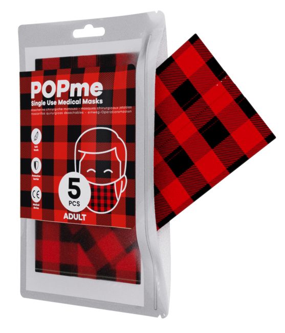 POPME MASCHERINA CHIRURGICA TIPO IIR TARTAN ROSSO BUSTA 5 PEZZI - Farma Nice