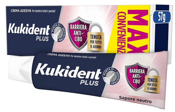 KUKIDENT PLUS BARRIERA ANTI-CIBO NEUTRO CREMA ADESIVA DENTIERE 57 G - Farma Nice
