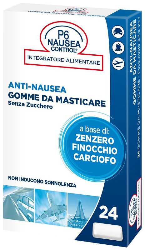 P6 NAUSEA CONTROL 24 GOMME DA MASTICARE SENZA ZUCCHERO - Farma Nice