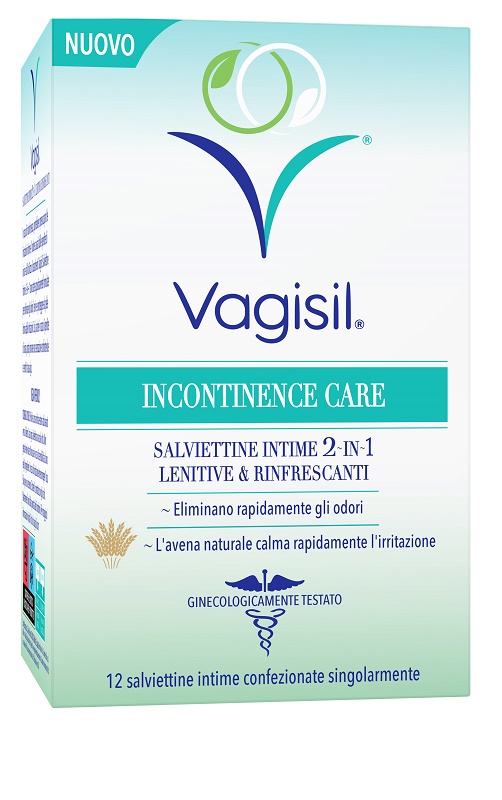 VAGISIL INCONTINENCE CARE SALVIETTINE INTIME 2IN1 LENITIVE & RINFRESCANTI 12 PEZZI - Farma Nice