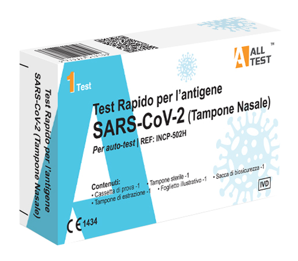 TEST ANTIGENICO RAPIDO COVID-19 ALLTEST AUTODIAGNOSTICO DETERMINAZIONE QUALITATIVA ANTIGENI SARS-COV-2 IN TAMPONI NASALI MEDIANTE IMMUNOCROMATOGRAFIA - Farma Nice