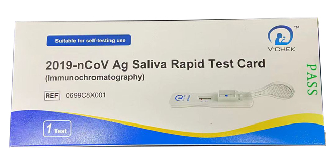 TEST ANTIGENICO RAPIDO COVID-19 V-CHEK AUTODIAGNOSTICO DETERMINAZIONE QUALITATIVA ANTGENI SARS-COV-2 IN TAMPONI SALIVARI MEDIANTE IMMUNOCROMATOGRAFIA - Farma Nice