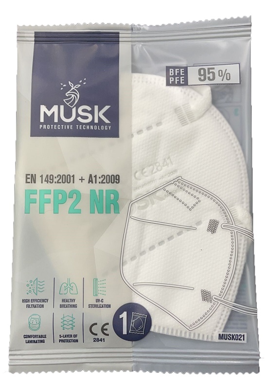 MUSK MASCHERINA FFP2 MUSK021 WHITE 10 PEZZI - Farma Nice