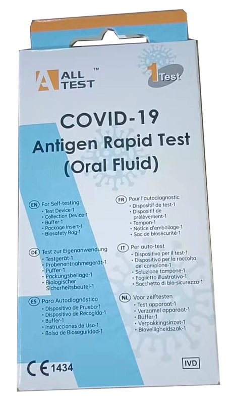 TEST ANTIGENICO RAPIDO COVID-19 ALLTEST AUTODIAGNOSTICO DETERMINAZIONE QUALITATIVA ANTIGENI SARS-COV-2 IN CAMPIONI SALIVARI MEDIANTE IMMUNOCROMATOGRAFIA - Farma Nice
