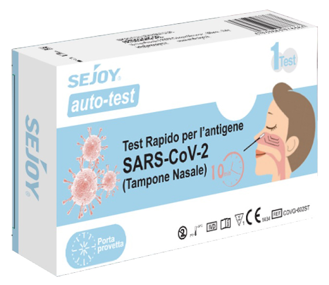 TEST ANTIGENICO RAPIDO COVID-19 SEJOY AUTODIAGNOSTICO DETERMINAZIONE QUALITATIVA ANTIGENI SARS-COV-2 IN TAMPONI NASALI MEDIANTE IMMUNOCROMATOGRAFIA - Farma Nice